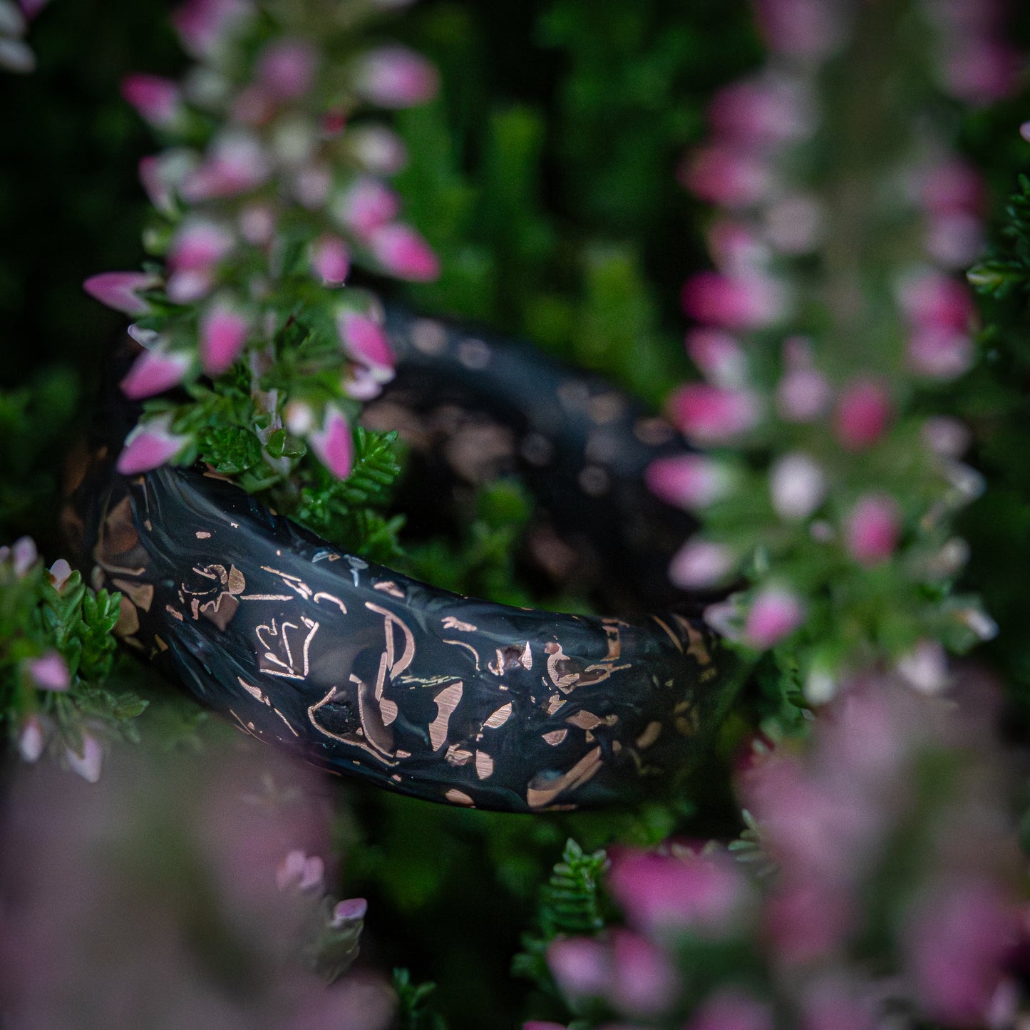 Black ring from Carbon Fiber with copper
