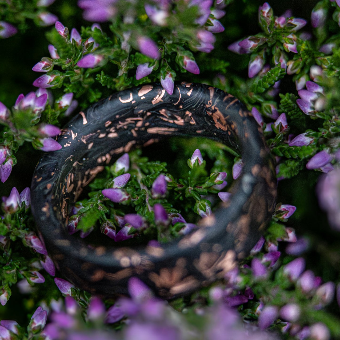 Black ring from Carbon Fiber with copper