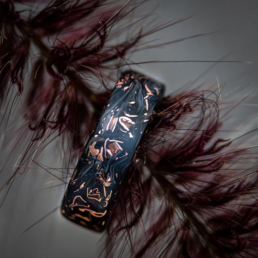 Black ring from Carbon Fiber with copper