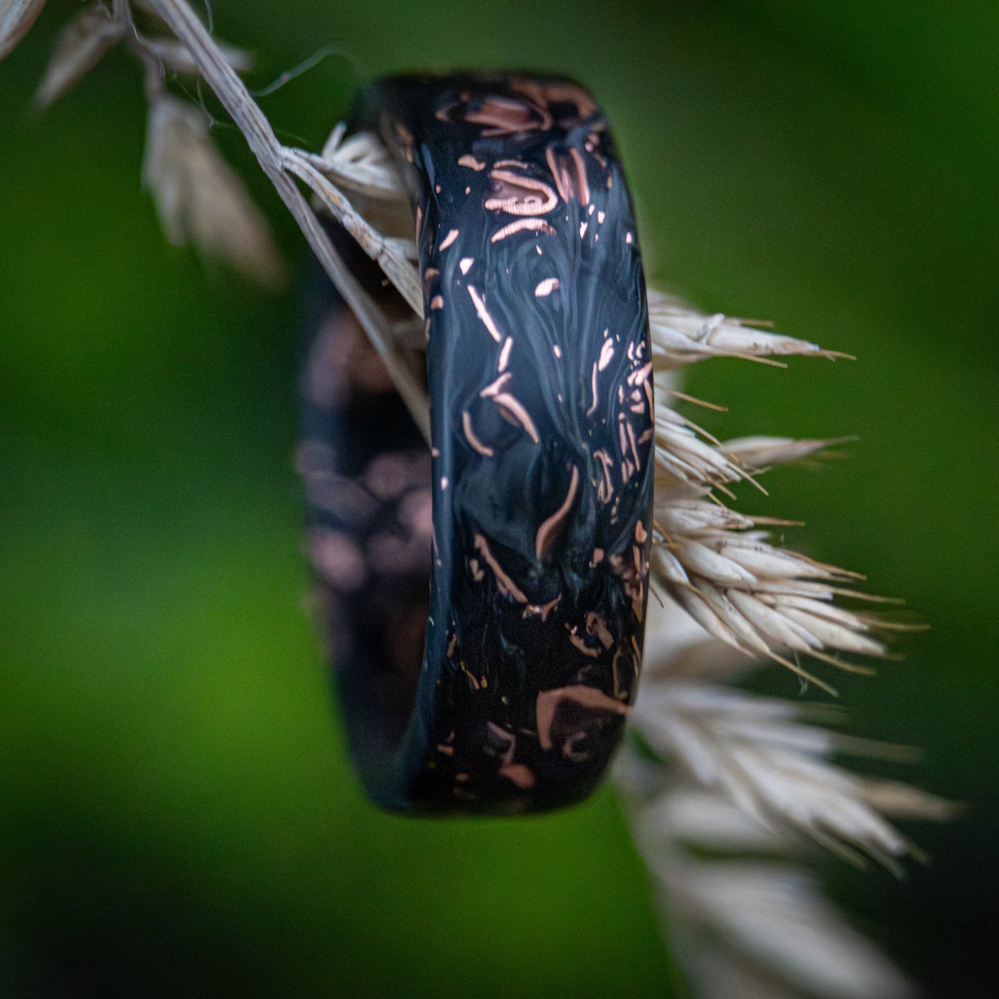 Black ring from Carbon Fiber with copper
