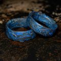 Forged Carbon Fiber Ring with  Blue Color Free engraving