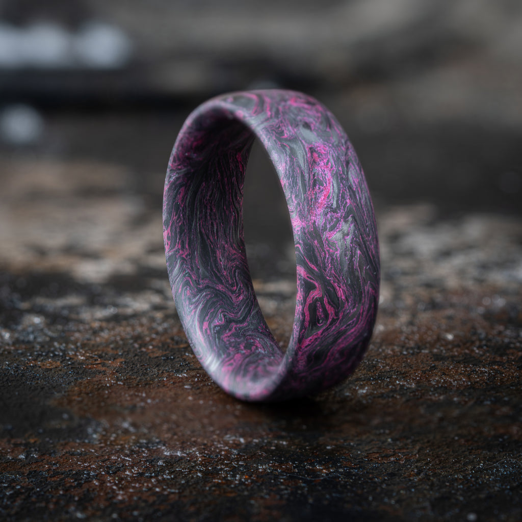 Forged Carbon Fiber Ring with Pink Color