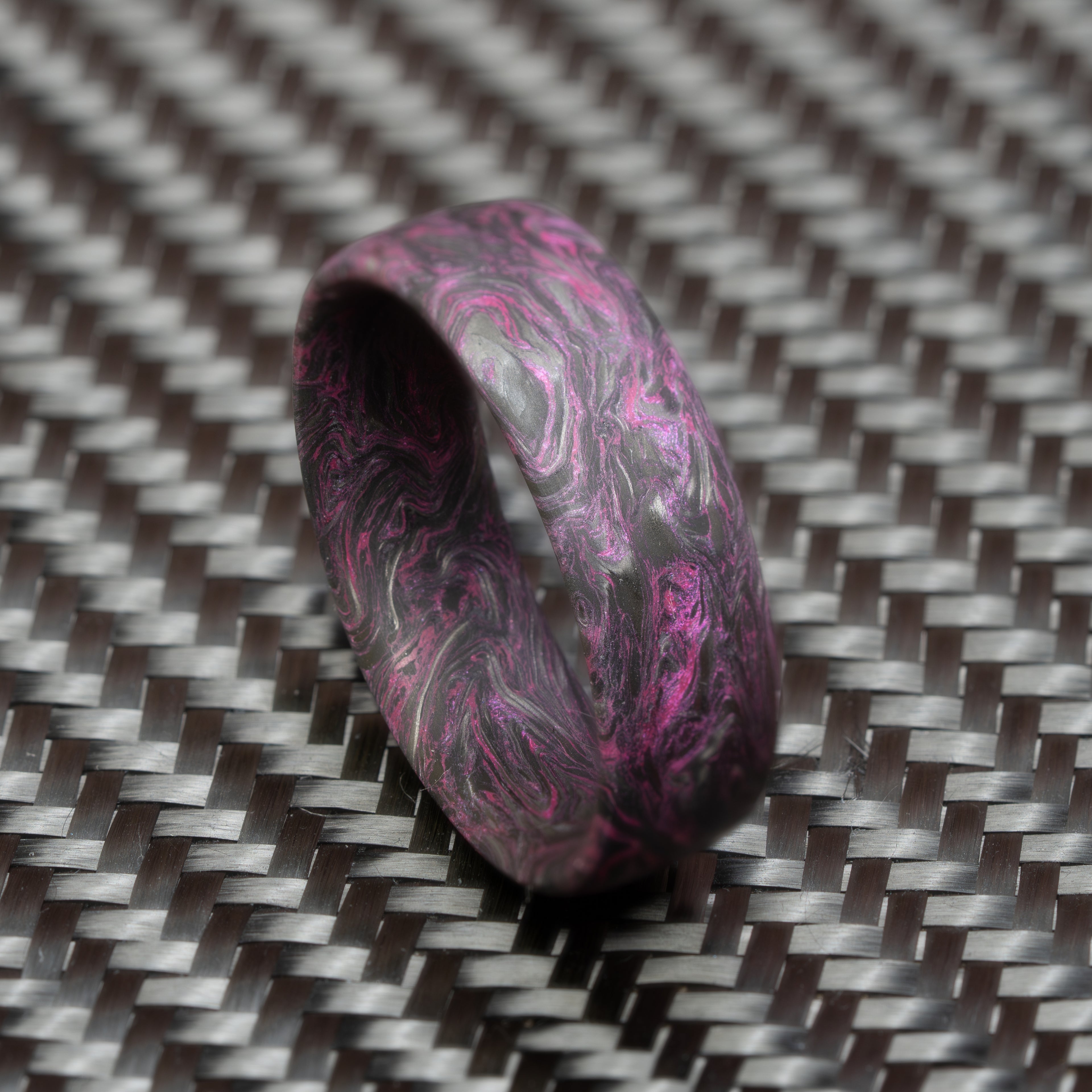 Forged Carbon Fiber Ring with Pink Color