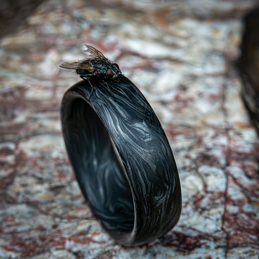 Ručně vyrobený magický černý prsten z uhlíkového vlákna