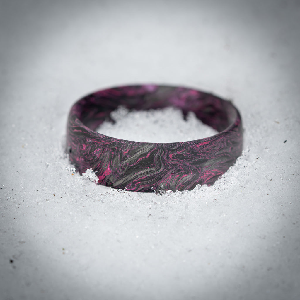 Forged Carbon Fiber Ring with Pink Color