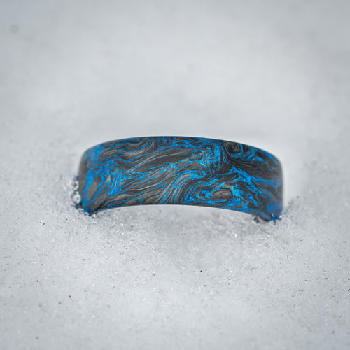 Forged Carbon Fiber Ring with  Blue Color Free engraving