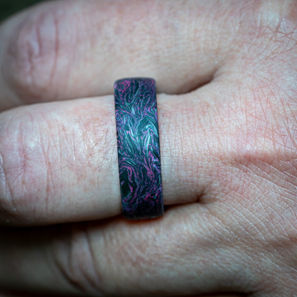 Forged Carbon Fiber Ring with Pink Color