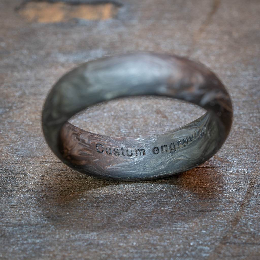 Forged Carbon Fiber Ring with  Blue Color Free engraving