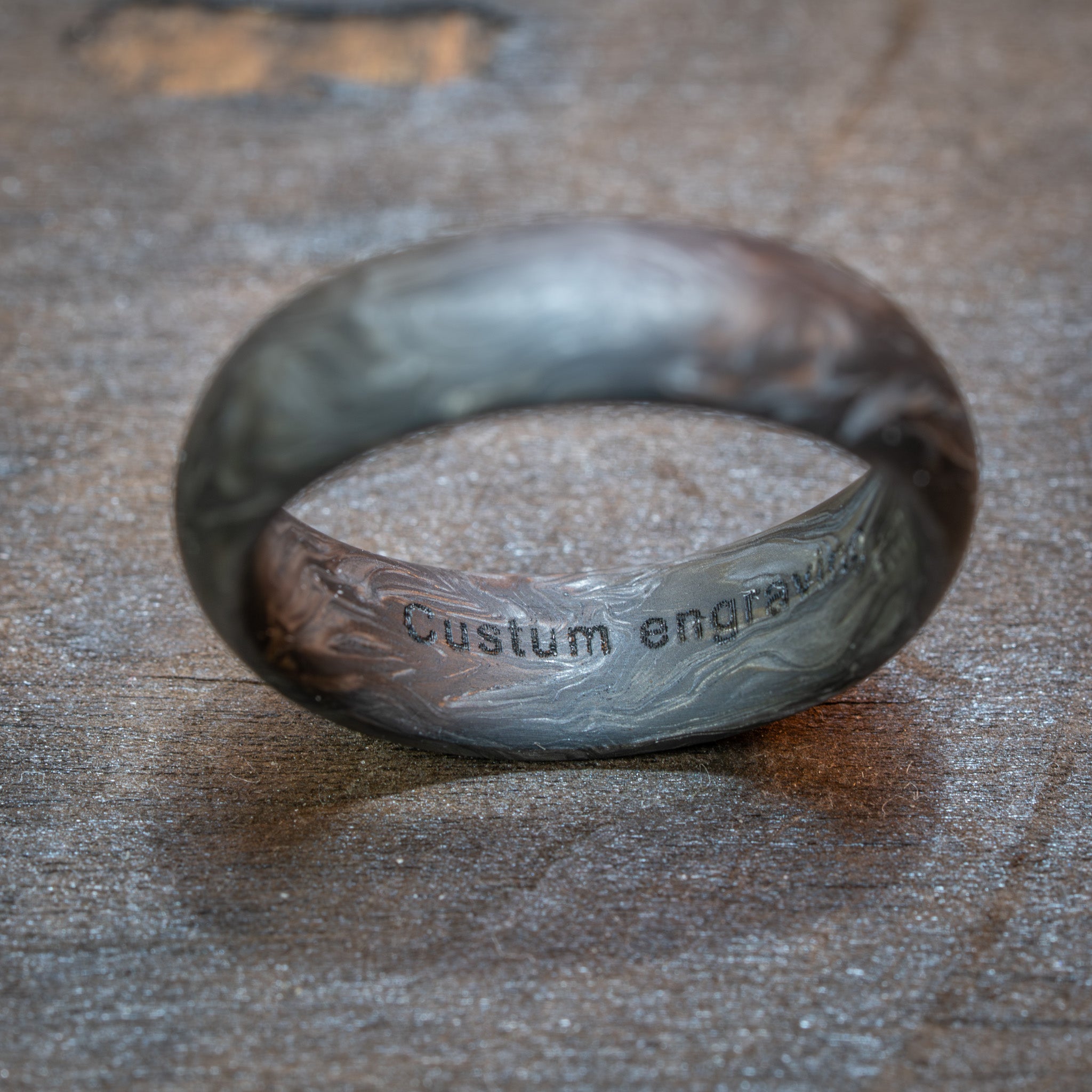 Forged Carbon Fiber Ring with  Blue Color Free engraving