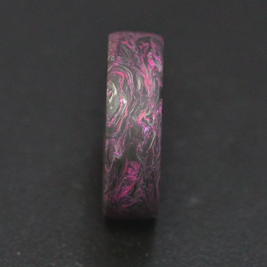 Forged Carbon Fiber Ring with Pink Color